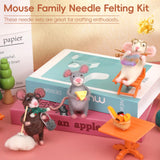 OEHPICC Mouse Family Needle Felting Kit,Needle Felting Starter Kit, Mice Felting Kit for Beginner Adults with Felting Supplies and Instructions for DIY Felting OEHPICC