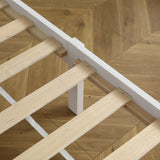 Karl home Wood Bedframe Twin Bed Frame with Headboard Bedroom Platform Bed with Footboard, 12 Wood Slat Support, No Box Spring Needed, White Karl home