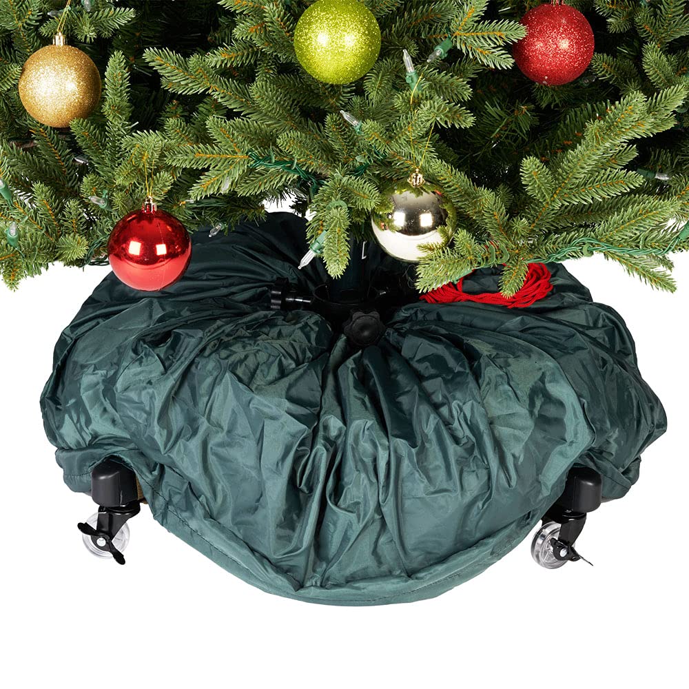 [Upright Tree Storage Bag] - 9 Foot Christmas Tree Storage Bag for Fully Decorated Artificial Trees up to 9 Feet Tall - Keep Your Fake Tree Assembled with Ornaments | Includes Rolling Tree Stand TreeKeeper
