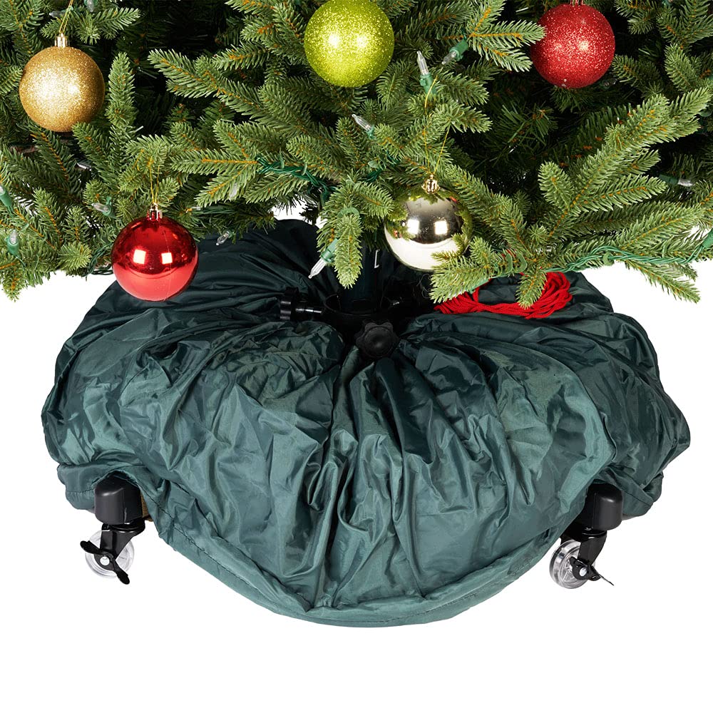 [Upright Tree Storage Bag] - 9 Foot Christmas Tree Storage Bag for Fully Decorated Artificial Trees up to 9 Feet Tall - Keep Your Fake Tree Assembled with Ornaments | Includes Rolling Tree Stand