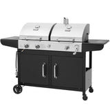 Royal Gourmet ZH3002N Propane Gas and Charcoal Grill Combo, Dual Fuel BBQ Grill with 2 Side Shelves for Outdoor Patio Garden Backyard Barbecue, 20,000 BTUs, Silver & Black Royal Gourmet