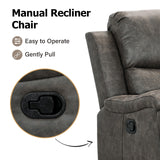 CANMOV Leather Recliner Chair, Classic and Traditional Manual Recliner Chair with Overstuffed Arms and Back, Manual Single Sofa with Concealed Cup Holders,Grey CANMOV