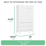 Evolur Aurora Armoire, Queen, Frost Evolur