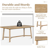 Wood Dining Table Set for 6 with 4 Chair & Bench, 6-Piece Rectangular Kitchen Table Set with 4 Upholstered Chairs & Bench Retro Dining Room Set for Dining Room (Natural Wood Wash) Harper & Bright Designs