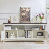 Rustic White Farmhouse TV Stand, Entertainment Center with Power Outlets for TVs up to 65 Inch, Mid Century Modern TV Cabinet, Media Console Table for Living Room, Farmhouse TV Console (Black) Redlifeᅟᅠ