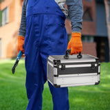 WRINGKIT Tool Box, Portable Tool Storage Box with Metal Lock, Aluminum Alloy Hard Craftsman Tool Organizer Case with Drawer for Office, Warehouse, Gym, School WRINGKIT