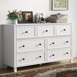 Farmhouse 7 Drawer Dresser for Bedroom, White Tall Modern Dresser TV Stand with Large Drawers & Metal Handles, Wood Chest of Drawers, Wide Double Dresser for Bedroom, Living Room, Hallway, White Gyfimoie