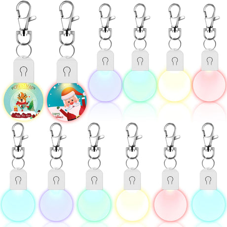 Tondiamo 10 Pcs LED Sublimation Blank Keychain Acrylic Lighted Transfer DIY Crafts Fall Thanksgiving Christmas Keychain Gift(Round) Tondiamo