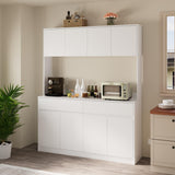 71" Kitchen Pantry Cabinet, Kitchen Hutch with Microwave Stand, Buffet Cabinet with Large Storage Drawers for Dining Room (White) Bobve