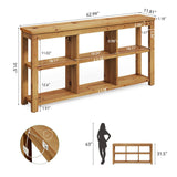 TRIBEWOOD Solid Wood Horizontal Bookcase with Adjustable Shelves, 6 Cubes Storage Organizer Long Bookshelf, Farmhouse Low Cubby Bookcase for Living Room, Home Office, 63 Inches TRIBEWOOD