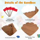 Costzon Kids Sandbox, Cedar Wood 45" x 45" Sand Pit w/Built-in Bench Seats, Storage Boxes, Flags & Protective Bottom Liner, Outdoor Sand Box for Kids Age 3+ for Backyard Garden Beach Costzon