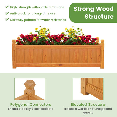 HAPPYGRILL Raised Garden Bed, Elevated Planter Box with Drainage Holes, Outdoor Wood Planter Container for Vegetables Flowers & Herbs, Planter Raised Beds for Garden, Patio, Balcony HAPPYGRILL