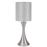 3 Way Touch Control Table Lamp, Dimmable Bedside Desk Lamp with Metal Base Modern Nightstand Lamp Stylish Grey Shade Simple Side Table Lamp for Bedroom, Living Room, Office or Den LED Bulb Included Seaside village