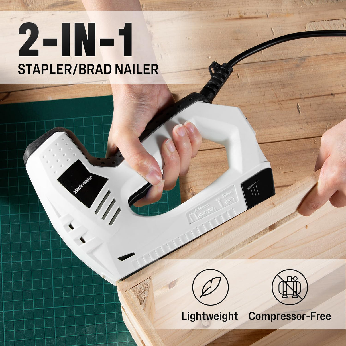 Bielmeier Electric Staple Gun, 2-in-1 Staple Gun Brad Nailer Including 2000Pcs Staples and Nails, 120V Corded Nail Gun Electric Stapler Heavy Duty for DIY Projects, Upholster and Woodworking BIELMEIER