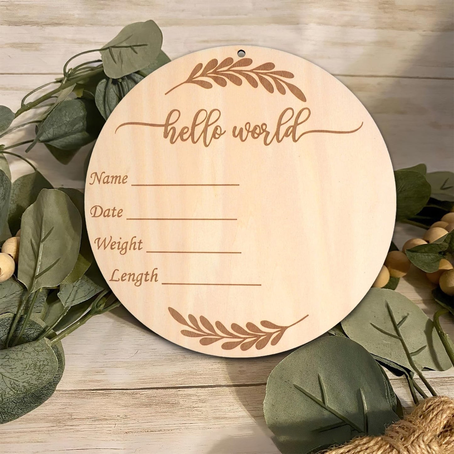 Wooden Baby Announcement Sign, Hello World Newborn Sign With Pen And Ink Pad, Birth Announcement Sign, Baby Name Announcement Sign Newborn for - WoodArtSupply