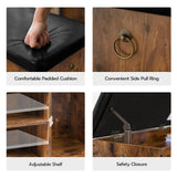 HOOBRO Shoe Storage Bench with Padded Cushion, Entryway Bench with Flip-Open Storage Box and Adjustable Shelf, Shoe Rack with Hidden Compartment, for Entryway, Living Room, Rustic Brown BF40HX01 HOOBRO