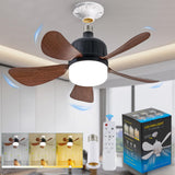 Dalouguan Socket Fan Light with Remote, 18" Wood Dimmable LED Small Ceiling Fans with Lights, 3 Colors 3000K-6500K Replacement Light Bulb Fan for Bedroom Kitchen Living Room Garage Dalouguan