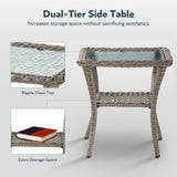 Artfurniz Outdoor Swivel Glider Rocker Chairs Set of 4 - Wicker Patio Furniture Set All Weather Patio Conversatio Sets with 2 Tempered Glass Side Table for Deck Backyard - Grey Wicker Grey Cushion Artfurniz