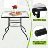 RROCOSIA 32 Inch Outdoor Bistro Table, Square Patio Table Tempered Glass Bistro Dining Set with Umbrella Hole for Garden, Balcony, Yard, Bars & Restaurant RROCOSIA