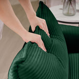 KEIKI 2-Piece Sofa Set with 1 Oversized Corduroy 3-Seater Sofa & 1 Loveseat Sofa, Upholstered 5-Seater Couch Set with 9 Pillow, High-Density Foam Cushions, Removable Armrests, for Living Room, Green KEIKI