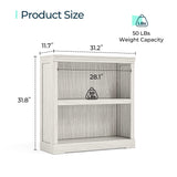 LINSY HOME 2-Tier Bookcase and Bookshelf, Small Wood Display Storage Shelves Farmhouse Bookshelf for Home Office, Living Room, Bed Room - White Oak LINSY HOME