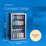 hOmeLabs Beverage Refrigerator and Cooler - 120 Can Mini Fridge with Glass Door for Soda Beer or Wine - Small Drink Dispenser Machine for Office or Bar with Adjustable Removable Shelves hOmeLabs