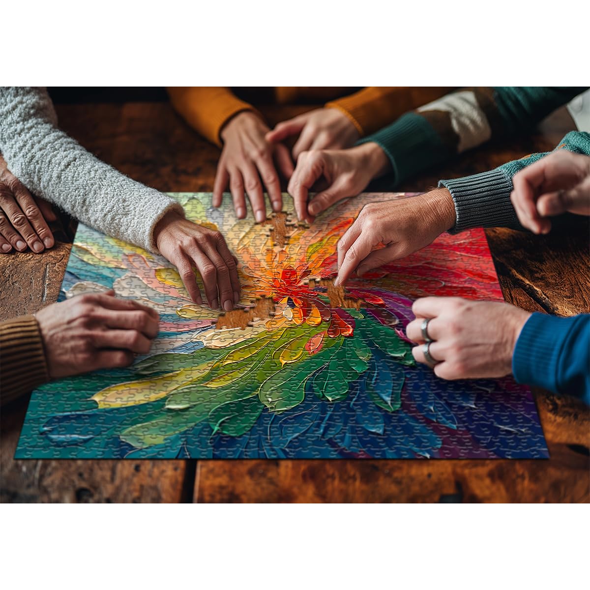 Impossible Puzzle for Adults 1000 Pieces, Rainbow Art Painting Difficult Puzzle, Colorful Gradient Jigsaw Puzzle, Hard Challenge Puzzle for Adults PICKFORU