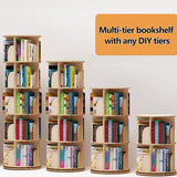 Lexza 4-Tier 360° Rotating Bookshelf - Sturdy Wood Bookcase for Kids and Adults Lexza
