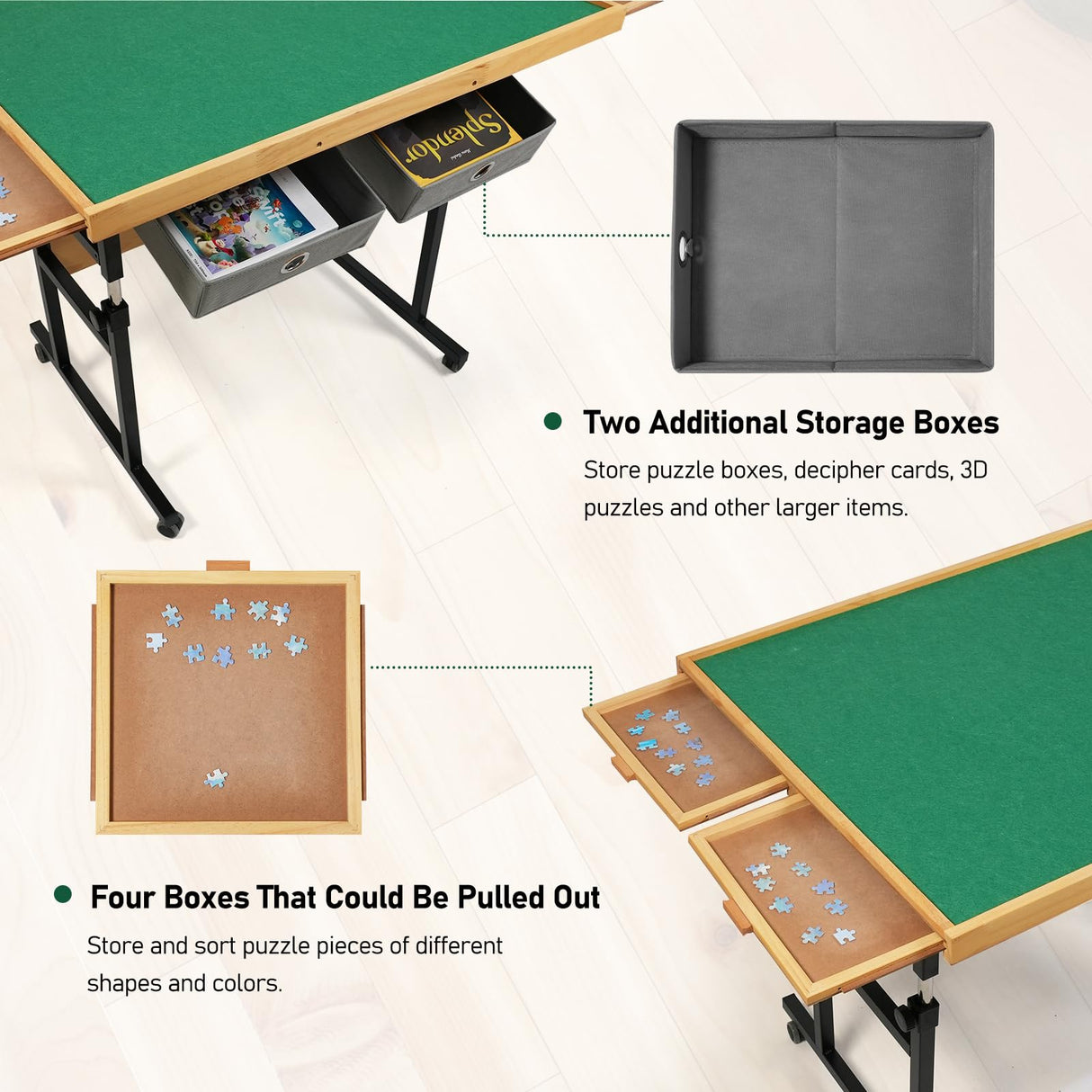 ALL4JIG 1500 Piece Adjustable Jigsaw Puzzle board for Adults, 35.4"x26.4" Multi-Functional Puzzle Board with 4+2 Drawers & Protective Cover, 45-Degree Any-Angle Tilt for Work, Exercise & Leisure ALL4JIG