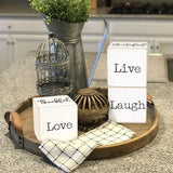 Airrioal Farmhouse Home Decorations for Living Room Decor,4-Sided Wooden Blocks Rustic Sign, Modern Farmhouse Decor for Shelf Tiered Tray Entryway Coffee Table Decor,2.8" Airrioal
