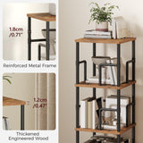 MAHANCRIS 3-Tier Rotating Bookshelf, Freestanding Corner Bookshelf, 360° Spinning Bookcase, Industrial Style Storage Rack with Rails, for Living Room, Bedroom, Study, Rustic Brown and Black BKHR1401 MAHANCRIS