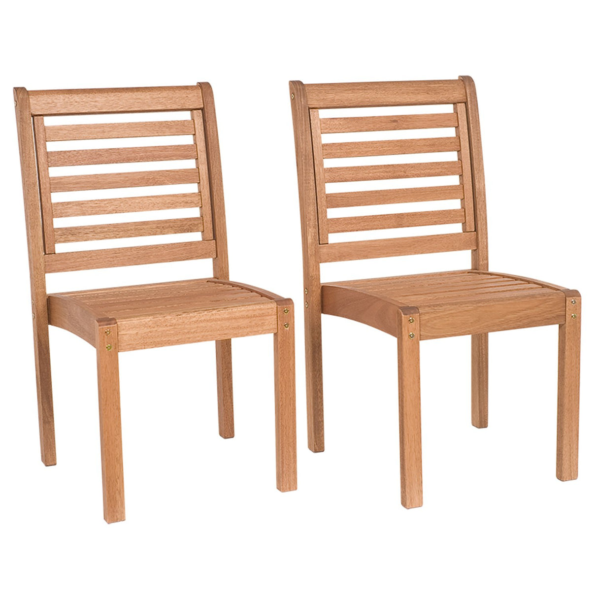 Amazonia Leeds 2-Piece Stackable Side Chair | Eucalyptus Wood | Ideal for Outdoors and Indoors Amazonia