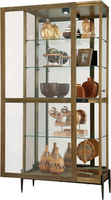 Howard Miller Ignarro Curio Cabinet II, Portable Storage Cabinets for Collectibles, Home Decor Or Office with Brown Finish, LED Light Glass Shelves & Illuminated Locking Slide Door - Iron Leg Howard Miller