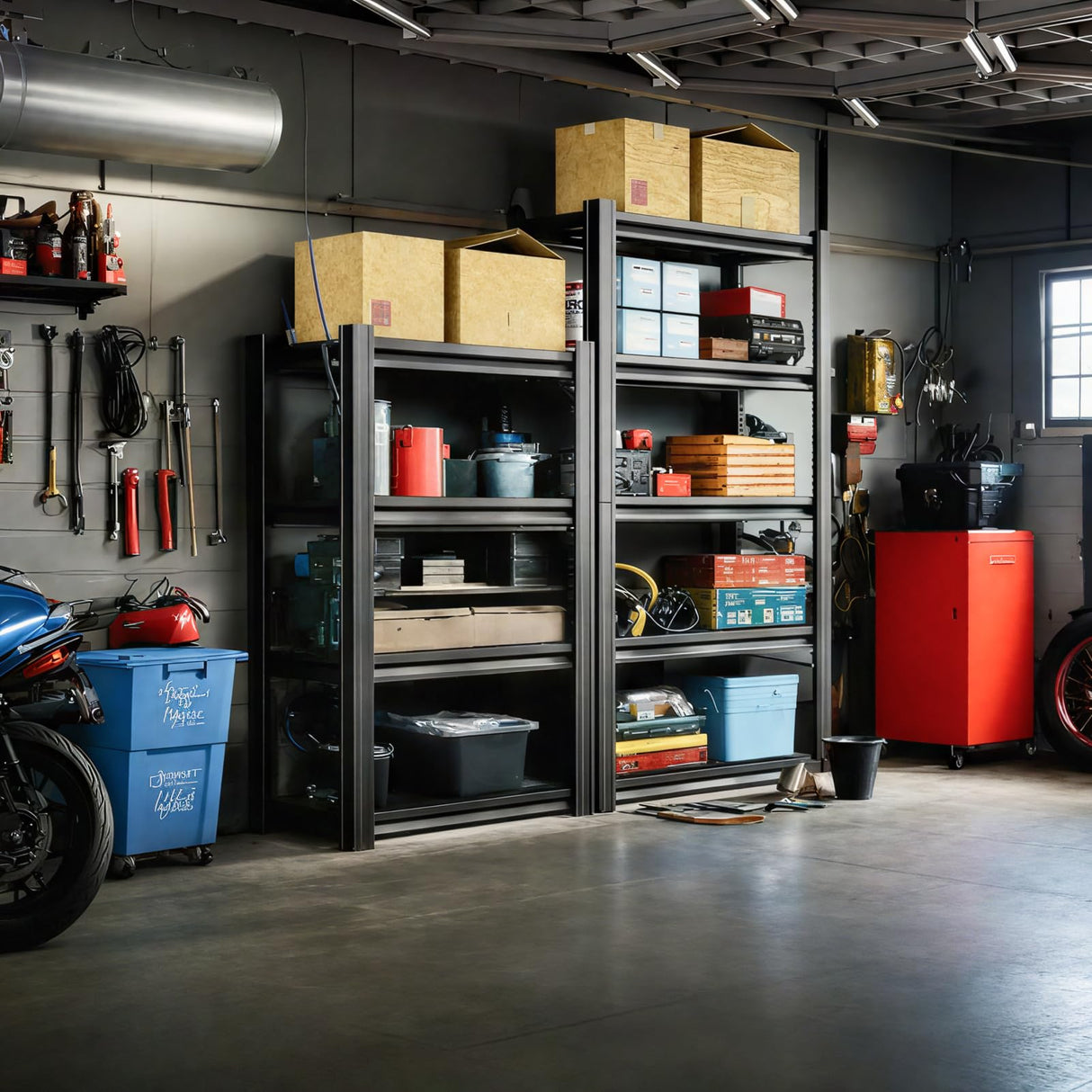 FLEXIMOUNTS Garage Shelving,Garage Shelving Heavy Duty,5 Tier Adjustable Metal Shelving Unit,Garage Storage Shelves 78" H × 47.2" W × 18" D FLEXIMOUNTS