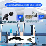 EVHIKING J1772 to Nema 5-15/5-20 Discharger, EV Station Charging Adapter with 0.25M Cable and Three Sockets,EV Adapter Plug,J1772 to Nema 5-20 for E-Bike/Scooter/One Wheel EVHIKING