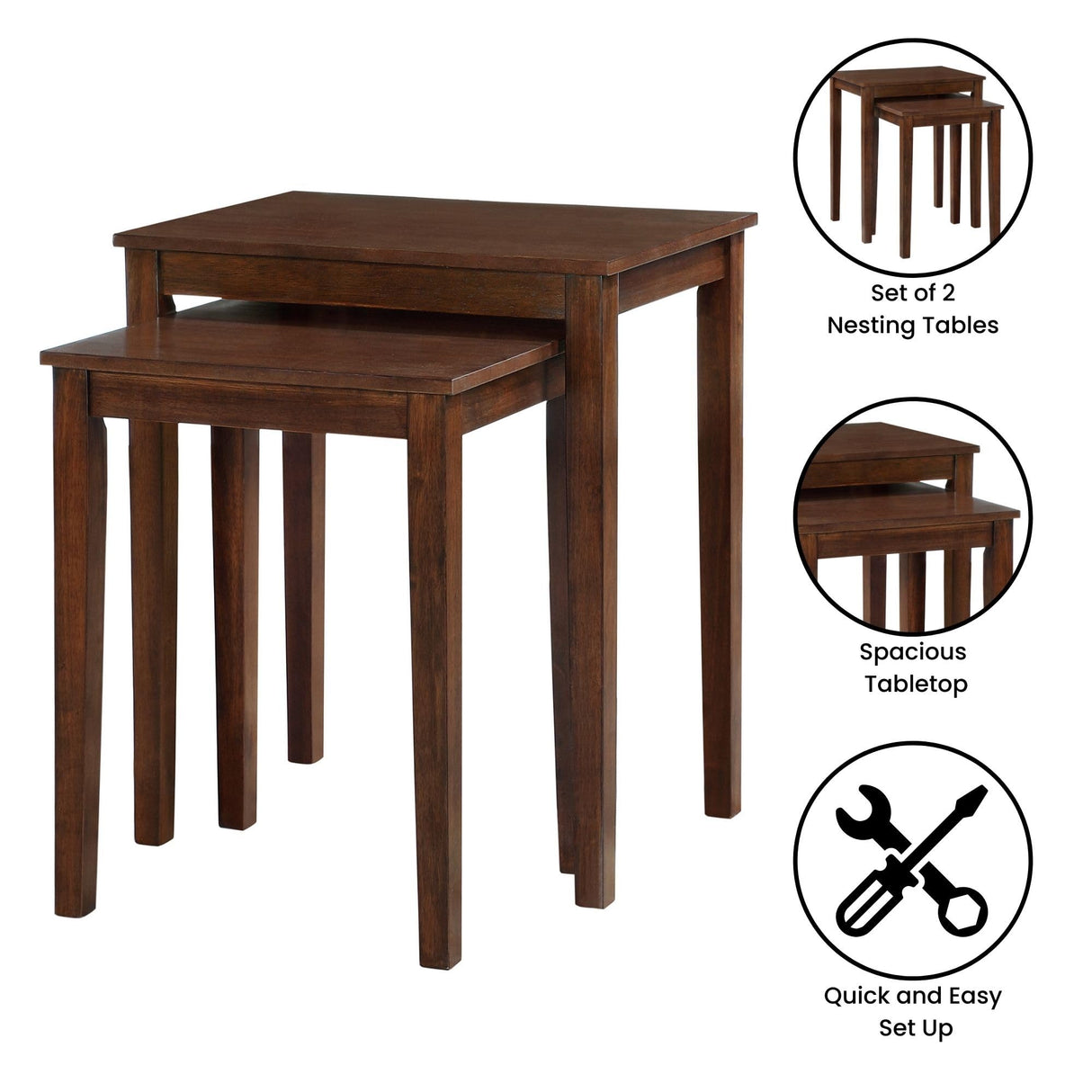 Convenience Concepts American Heritage Nesting End Tables, Espresso Convenience Concepts