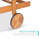 Best Choice Products 79x26in Acacia Wood Chaise Lounge Chair Recliner, Outdoor Furniture for Patio, Poolside w/Slide-Out Side Table, Foam-Padded Cushion, Adjustable Backrest, Wheels - Cream Best Choice Products