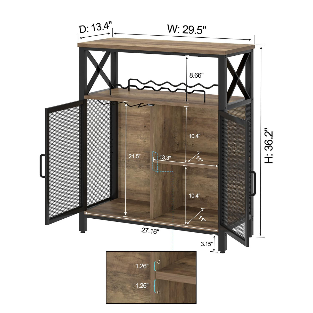 FOLUBAN Coffee Bar Cabinet, Small Liquor Cabinet with Wine Rack for Home, Modern Wine Bar Cabinet with Storage for Living Dining Room, Farmhouse Kitchen Sideboard Buffet Cabinet, Oak 47 Inch FOLUBAN