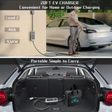 Mustop Level 1 & 2 EV Charger J1772 (40 Amp, 240 Volt, 20ft Cable),ETL Wall Connector Dual Use EV Portable NEMA 14-50 & 5-15 Wi-Fi Enabled with Holder for EV and Hybrid Vehicles mustop