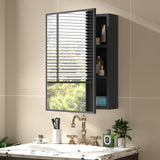 JBLCC Medicine Cabinet with Mirror (Full Assembled), 16''x22'' Aluminum Bathroom Mirror with Storage, Wall Mounted or Recessed Medicine Cabinet, Black JBLCC