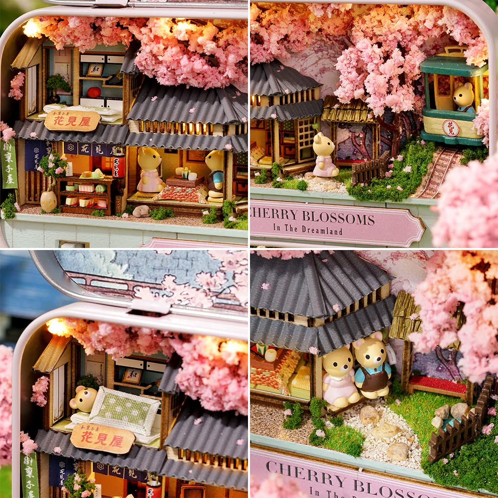 Roroom DIY Miniature and Furniture Dollhouse Kit,Mini 3D Wooden Doll House Craft Model Box Theater Style,with LED,Creative Room Idea for Valentine's Day Birthday Gift (Q7) Roroom