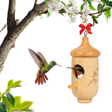 Hummingbird House, Wooden Hummingbird Houses for Outside Hanging, Nest Swinging, Wooden Bird Houses with Cotton, Bow, String, Gardening Gifts Decoration (1 Pack) Rakovar