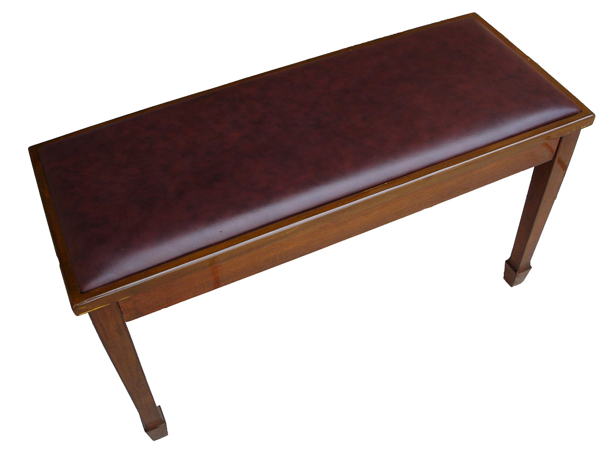 CPS Imports Genuine Leather Walnut Concert Grand Duet Piano Bench Stool with Music Storage - WoodArtSupply