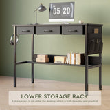 Maihail Small Desk with Drawers for Bedroom, Small Vanity Desk Without Mirror, 39.5inch, Writing Desk with Bookshelf, Computer Desk with Storage Drawers, Vanity Table no Mirror Black Maihail