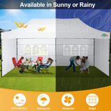 COBIZI 10x20 Pop up Canopy Tent 10x20 Canopy with 6 Sidewalls Waterproof Heavy Duty Commercial Canopy Tent for Parties Outdoor Tent Garden Gazebo Tent, Carry Bag with Wheel(10x20ft, White) COBIZI