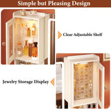 LIMGLIM Vanity Desk with Led Mirror and RGB Lights, 42" Makeup Vanity Desk with Power Outlet, 3 Colors Lighting Adjustable Brightness, 7 Drawers & 2 Large Cabinets, 2 RGB Cabinets for Bedroom, White LIMGLIM