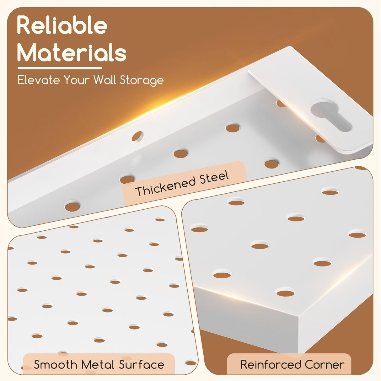 Spampur Peg Board, 4 Pack Metal PegBoard Organizer with Accessories, White Pegboard Panels with 50 Pcs Hooks and Baskets, Wall Organizer for office, Craft Room Organization, Garage, Sewing Room Spampur