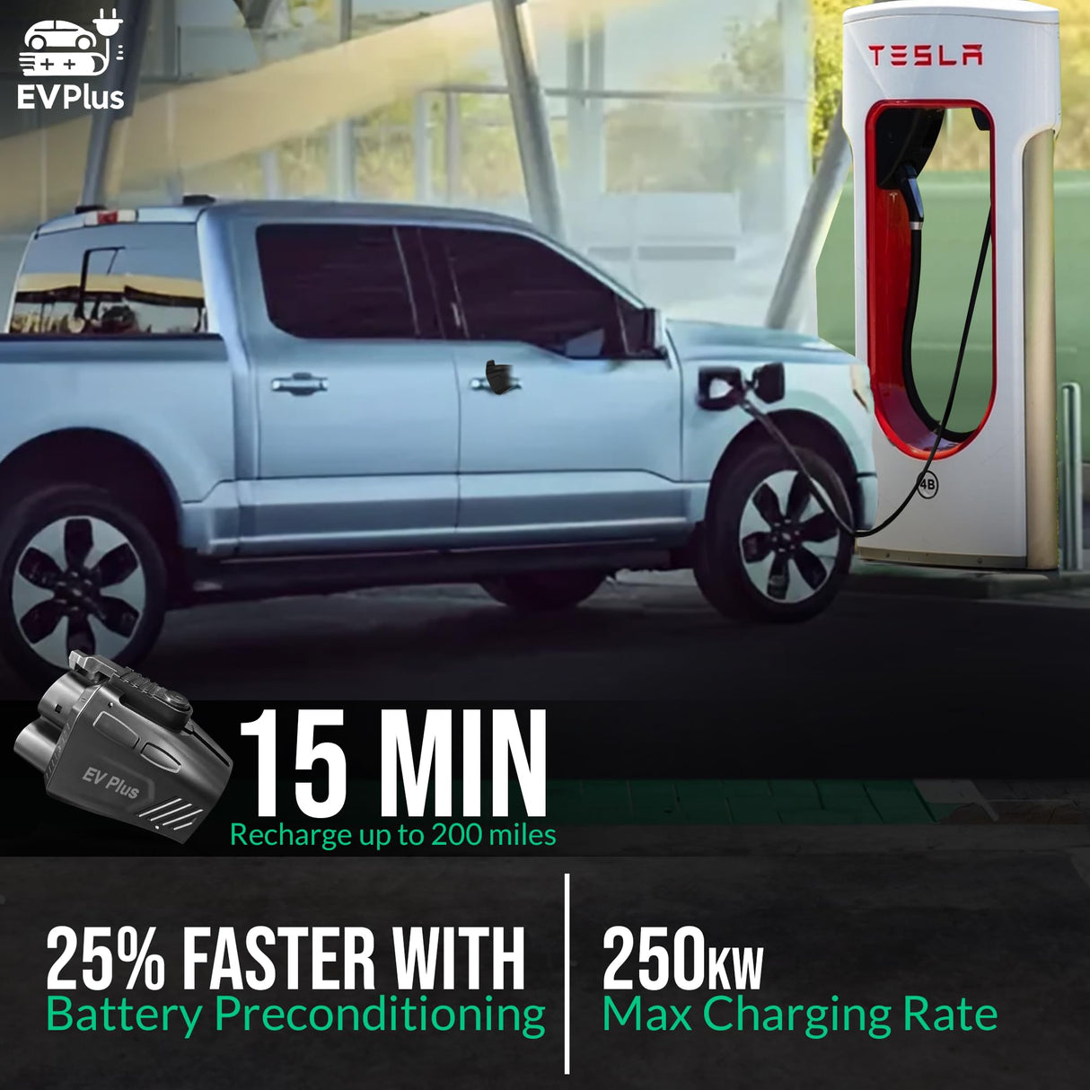 EV Plus Tesla Supercharger to CCS1 Adapter - 500A 1000V Fast Charging | NACS to CCS Converter for Mercedes, Ford, GM, Rivian, Nissan, Volvo and More EVs EV Plus