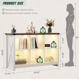 FREDEES Farmhouse White Bookcase with LED Lights – Mid Century Modern 6-Cube Shelf for Versatile Storage and Display FREDEES