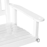 MUPATER Outdoor Patio Hanging Wooden Porch Swing 4FT with Chains, 2-Person Heavy Duty Swing Bench for Garden and Backyard, White MUPATER
